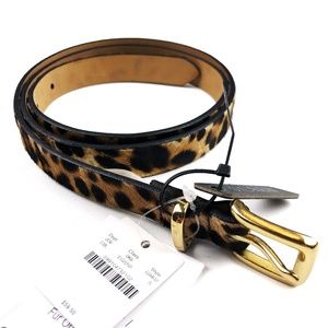 NWT J. Crew Animal Print Leather Calf Hair Belt